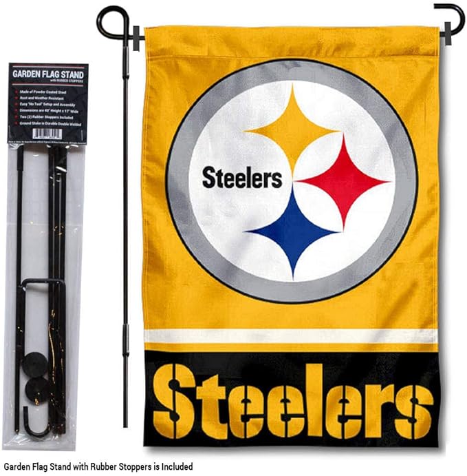 WinCraft Pittsburgh Steelers Gold Garden Flag with Stand Holder-VerdiqueGarden