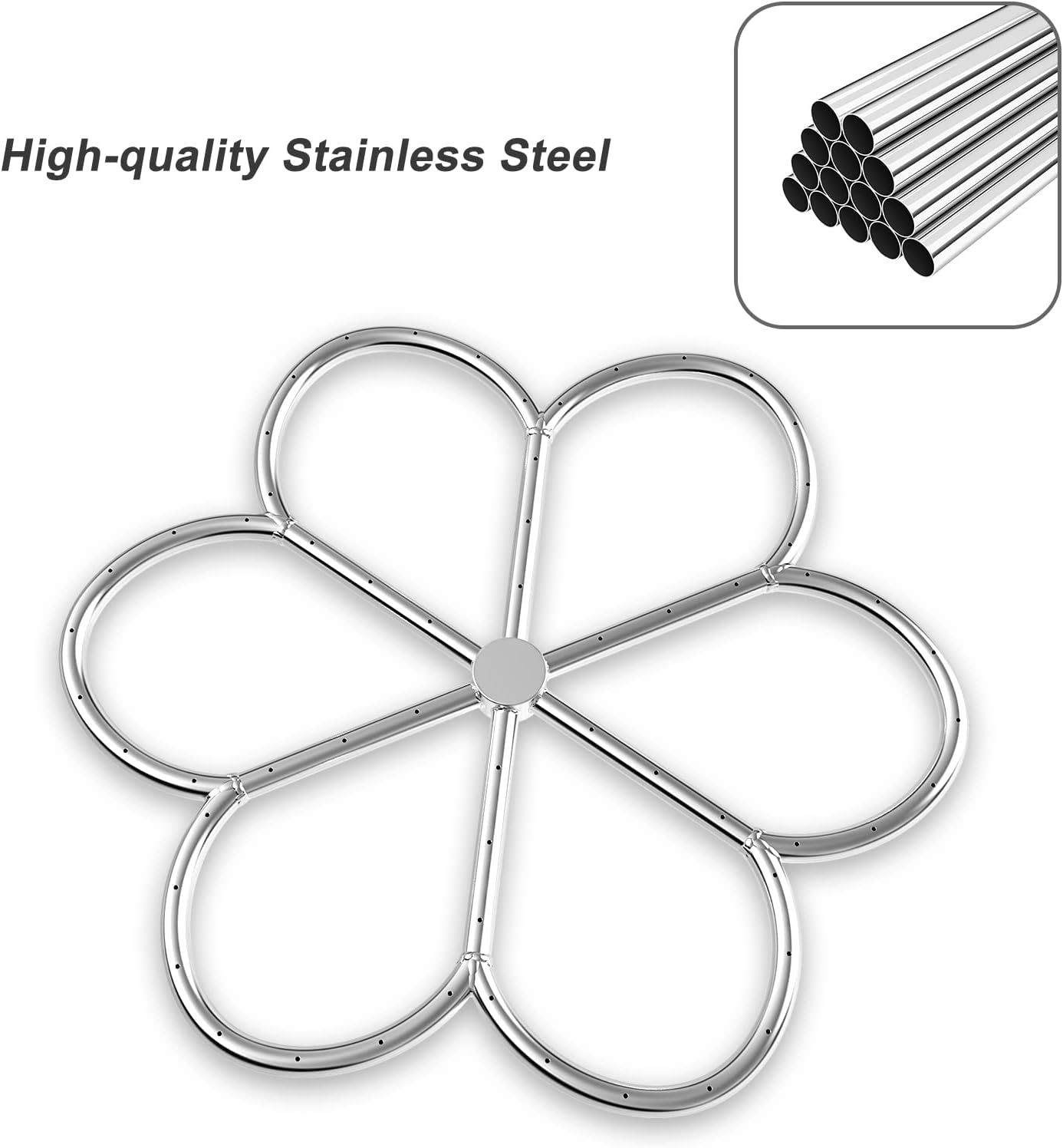 Skyflame 24-Inch Stainless Steel Fire Pit Burner Ring for Fire Pit, Natural Gas & Propane Fireplace, Max BTU 296K, Flower-Shape-VerdiqueGarden