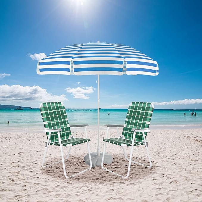 VINGLI Patio Lawn Webbed Folding Chairs Set of 2, Outdoor Beach Chair Portable Dining Chair for Outdoor Yard, Garden (Dark Green, Classic)-VerdiqueGarden