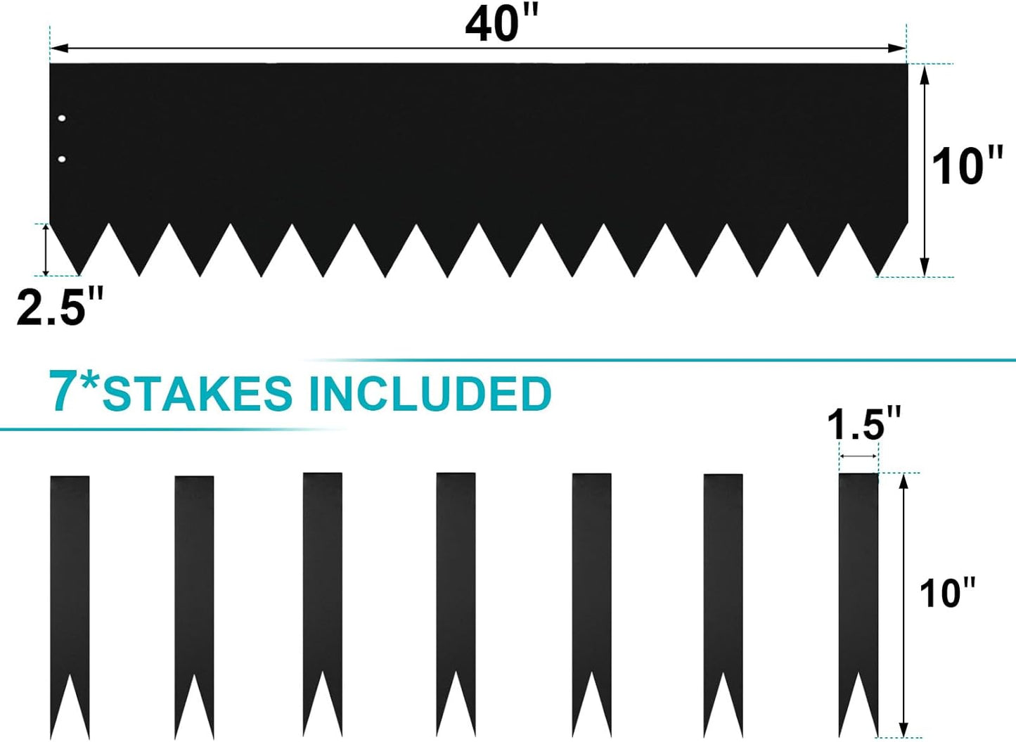 10 Inch Metal Landscape Edging, Heavy Duty Galvanized Steel Garden Edging,6 Pack Steel Landscape Edging with 7 Clips for Lawn, Flower Bed, Yard (Black)-VerdiqueGarden