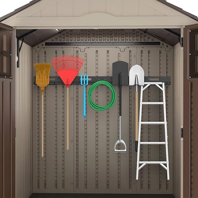 Garage Wall-Mounted Rack, Tool Storage Rack, Shed Shelf, Garden Tool Rack, Hanging Storage Rack for Yard Tools, for Suncast Shed Accessories (2-Pack)-VerdiqueGarden