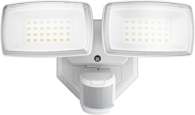 Onforu 32W 2 Head Motion Sensor Outdoor Lights, 3200LM 6500K LED Security Light, Dusk to Dawn, Motion Detector Light for Outside, IP65 Waterproof Flood Lights for Garage, Yard(White)-VerdiqueGarden