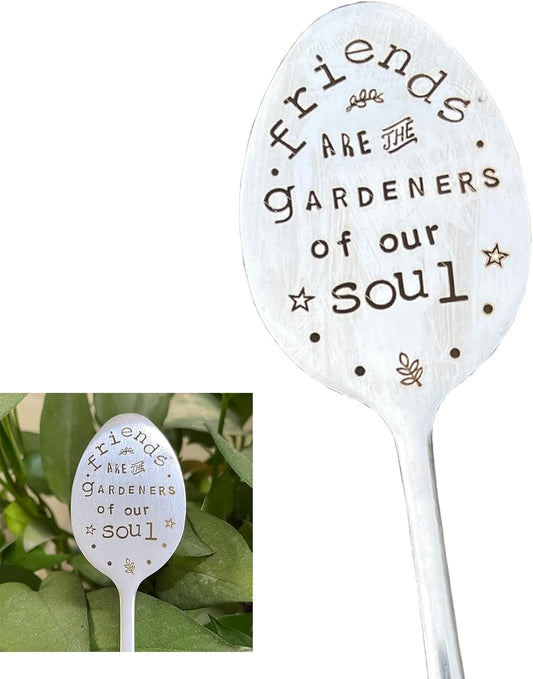 Garden Plant Marker Friendship Gift for Women Gardeners, Plant Stake Label Sign Tag Gardening Gifts for Woman Plant Lovers, Metal Garden Decoration (Gardener of Our Soul)-VerdiqueGarden