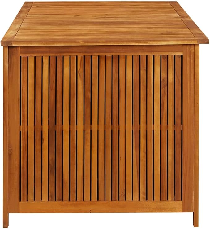 vidaXL Wooden Outdoor Storage Box with Gas-Lift Lid – Patio Deck Chest with Zippered Waterproof Bag for Garden Bench, Pool, Porch, Trunk, Cabinet, Teak Look – Brown, 59.1"x31.5"x29.5"-VerdiqueGarden