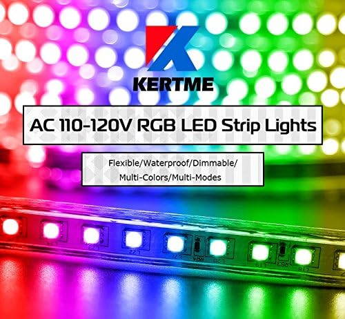5050-60 Type AC 110-120V RGB LED Strip Lights, Flexible/Waterproof/Dimmable/Multi-Colors/Multi-Modes LED Rope Light + 24 Keys Remote for Home/Garden/Building Decoration (131.2ft/40m, RGB)-VerdiqueGarden