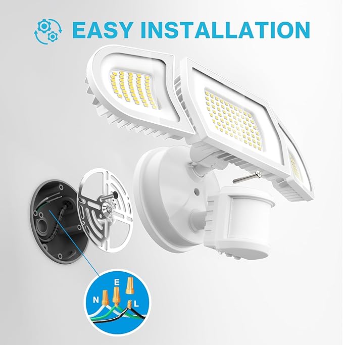 Olafus 100W LED Security Light Motion Sensor Outdoor Light, 2 Pack Motion Flood Light Dusk to Dawn, 9000LM Super Bright 6500K Exterior Motion Detector Floodlight for Garage Yard Porch Eave IP65, White-VerdiqueGarden