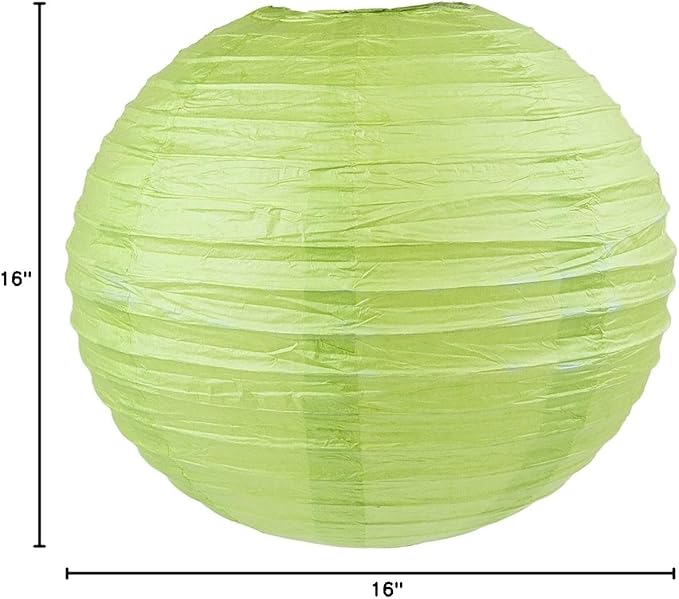 WYZworks - Round Paper Lanterns 10 Pack (Green Grape, 16") - Hanging Paper Lanterns Lamp for Wedding, Birthday, Party and Home Decorations with 8", 10", 12", 16" option-VerdiqueGarden