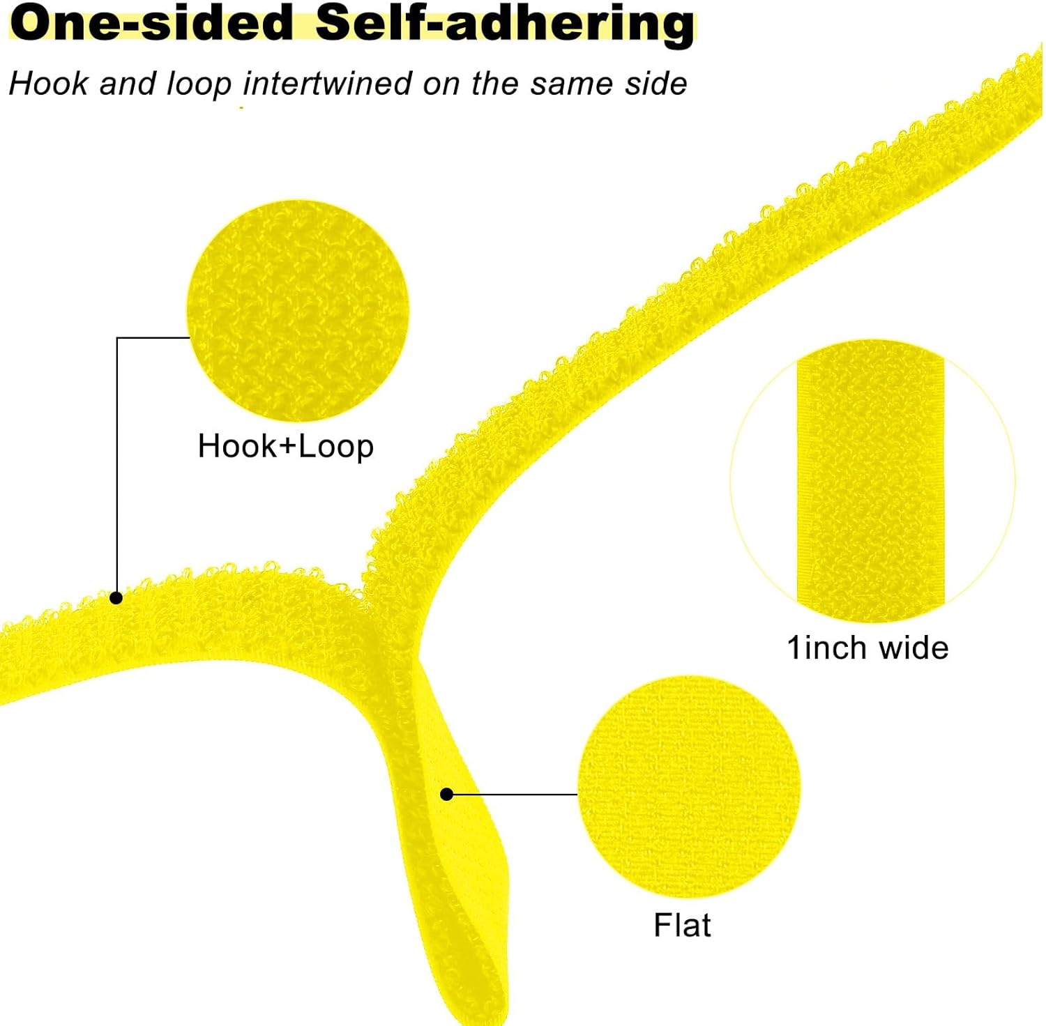 1"x16ft Hook and Loop Straps with 25 Metal Buckles, Adjustable Fastening Cable Straps, Cut-to-Length Cinch Strap, Reusable Nylon Securing Cord Ties for Organizer or Storage, 1 inch Wide,Yellow-VerdiqueGarden