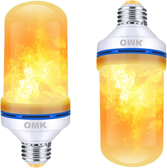 OMK Christmas Decorations Flame Light Bulbs, LED【Upgraded 2 Pack 】 4 Types Lighting Flickering Decorative Lamps for Porch, Yard, Party, Indoor, Outdoor Christmas Gifts-VerdiqueGarden