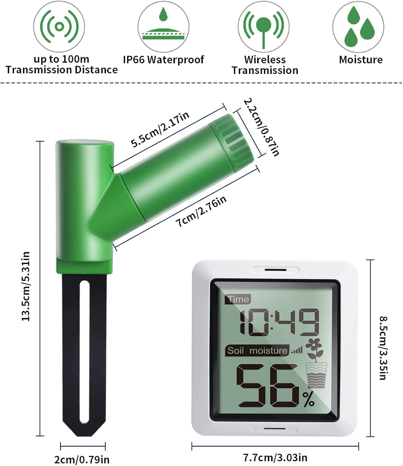 ECOWITT WH0291 Soil Moisture Tester Plant Soil Moisture Sensor Meter with Digital LCD Display-VerdiqueGarden