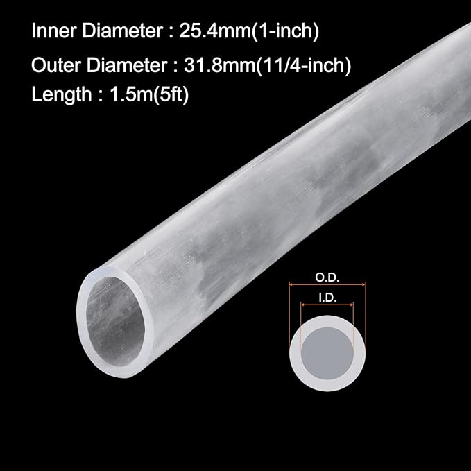 1" x 1 1/4" Clear Plastic PVC Tubing 5ft Flexible Hybrid Vinyl Tube, [for Garden Irrigation, Water Hose, Fish Tank, Aquarium] - 25.4x31.8mm-VerdiqueGarden