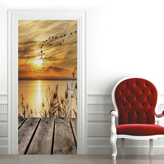 3D Door Stickers Murals Peel and Stick - PIER - Door Wallpaper Self-Adhesive Door Decals Removable PVC Waterproof Door Poster for Bedroom Living Room Door 37.4" x 78.7"-VerdiqueGarden