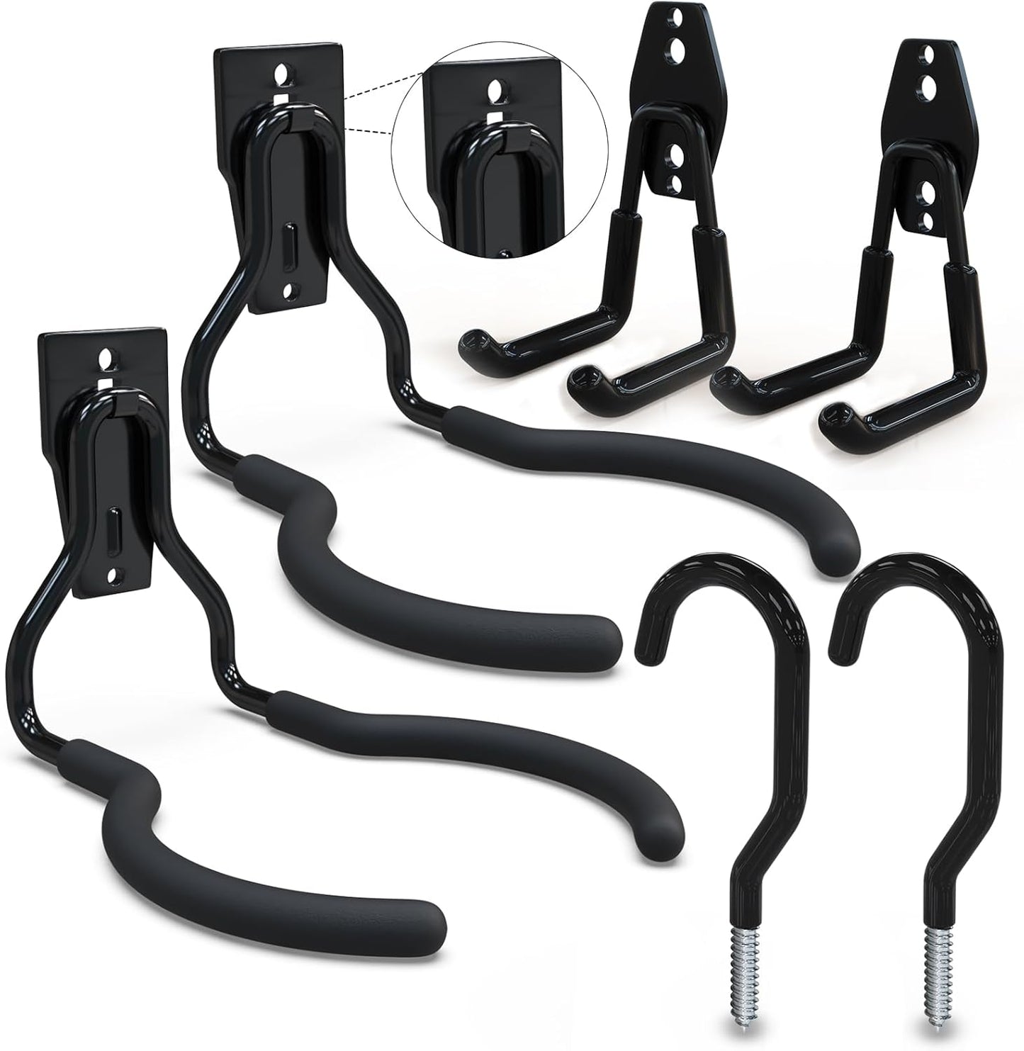 3-H Weed Eater Hanger 2 Pack,2 Garden Hose Holder,2 Screw in Hooks,Utility Weedeater Rack,Tool Hangers for Organizing and Hanging Weed Wacker,Leaf Blower,String Trimmer in Garden-VerdiqueGarden