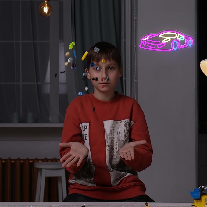 Car Neon Sign for Wall Decor Sports Car Neon Light Racing Car Neon Sign Colorful Car LED Neon Lights Signs Race Car Neon Light Up Sign for Bedroom Game Room Man Cave Garage Boy Gifts-VerdiqueGarden