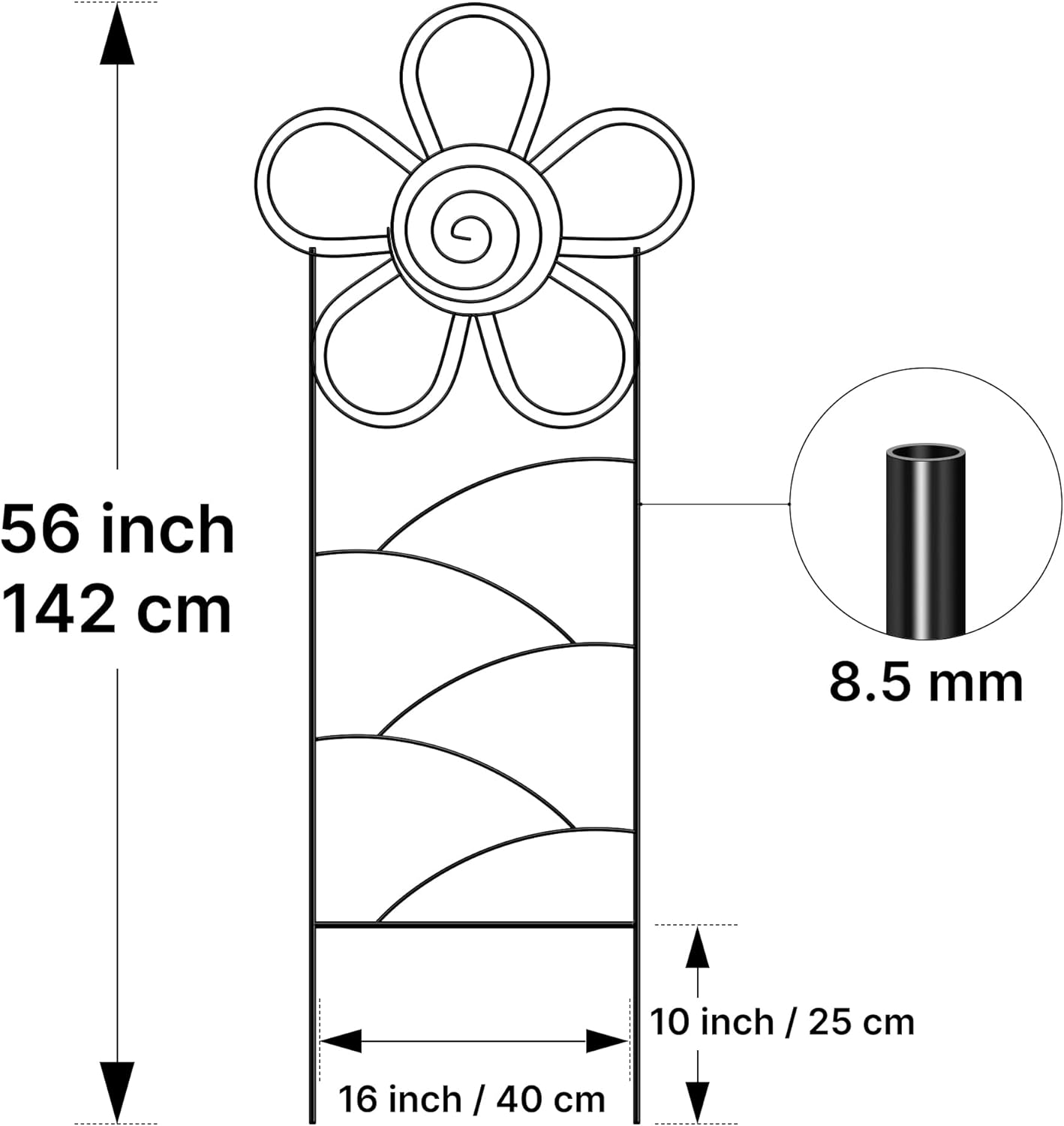 Arifaro Metal Garden Trellis 56″High (Pack of 4) Plant Trellis for Climbing Plants, Outdoor/Indoor Sturdy Plant Trellis for Climbing Vines, Flowers & Garden Plants (Floral)-VerdiqueGarden