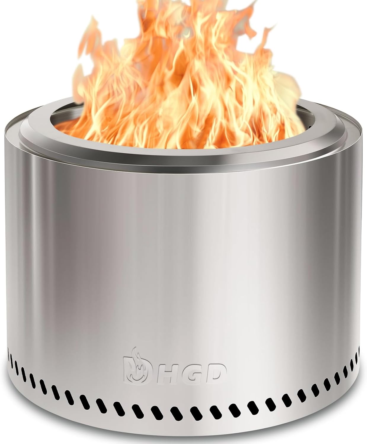 HGD 20 Inch Smokeless Patio Fire Pit, Outdoor Wood Burning Stove, Stainless Steel Firepit for Backyard, Patio, Garden, Picnic-VerdiqueGarden