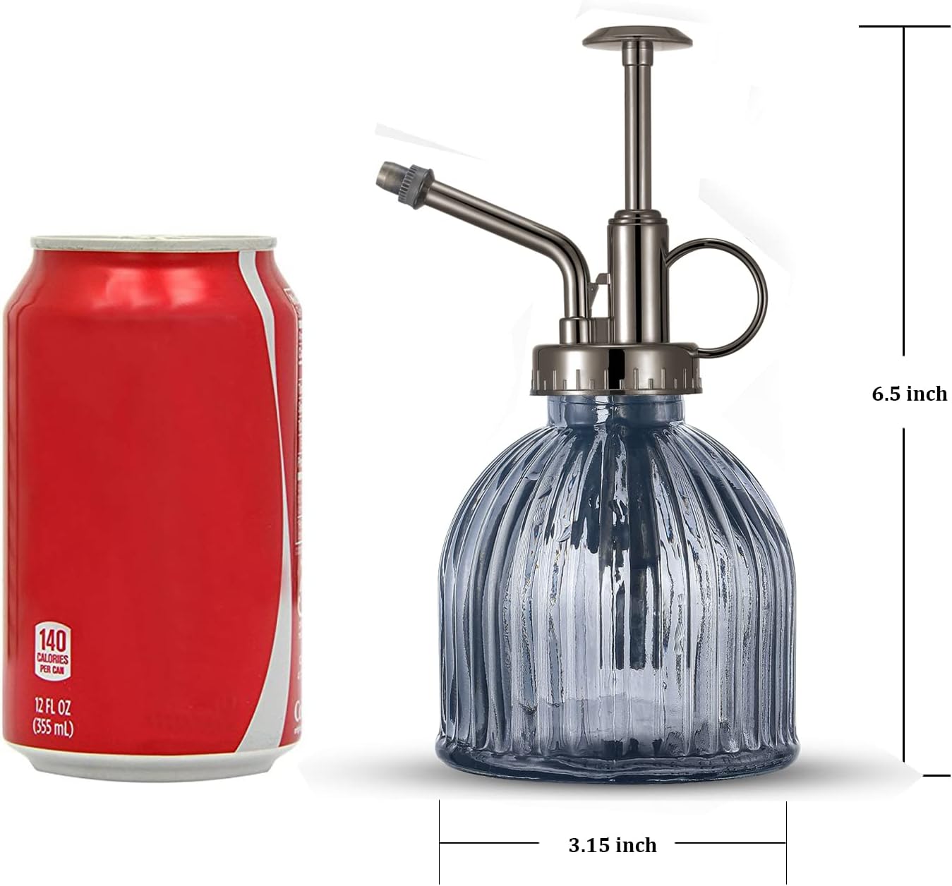 Glass Plant Mister Spray Bottle, Succulent Spray Bottle with Top Pump, Glass Plant Sprayer Mister Vintage Spritzer Small Watering Can for Indoor Outdoor Houseplant - Grey-VerdiqueGarden