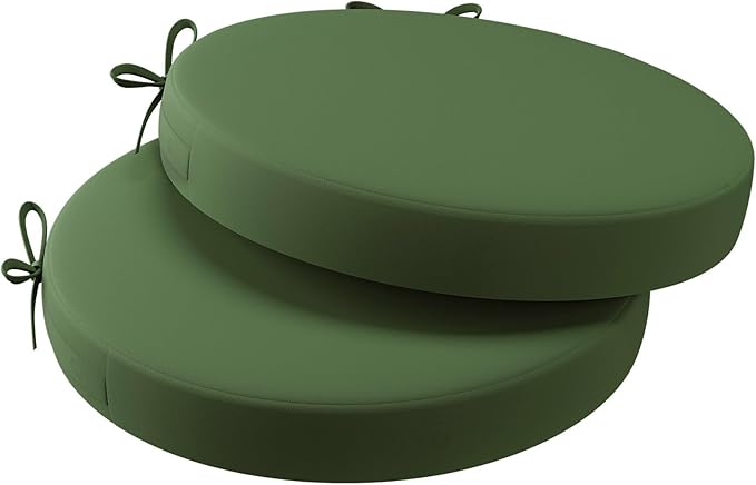 AAAAAcessories Outdoor Seat Cushions for Chairs, Waterproof, Fade-Resistant Patio Furniture Replacement Cushions, 15" x 15" x 2", Set of 2, Dark Moss-VerdiqueGarden