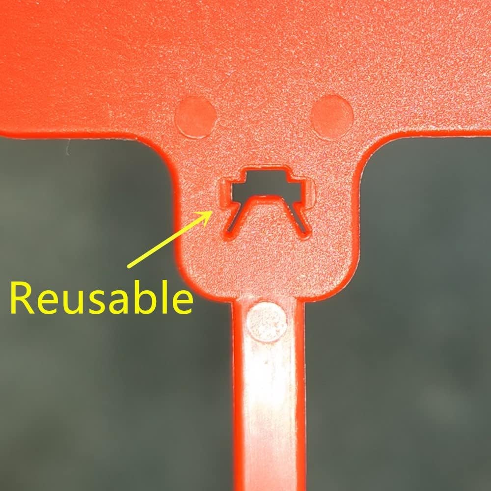 100pcs Reusable Blank Plastic Tags Ties Key Tags 1.45"*2.48" Serrated Tension Sealing Strap with Large Label Plastic Tie Mark Label Waterproof Hang Sign Write on Tag (Red, 100pcs)-VerdiqueGarden