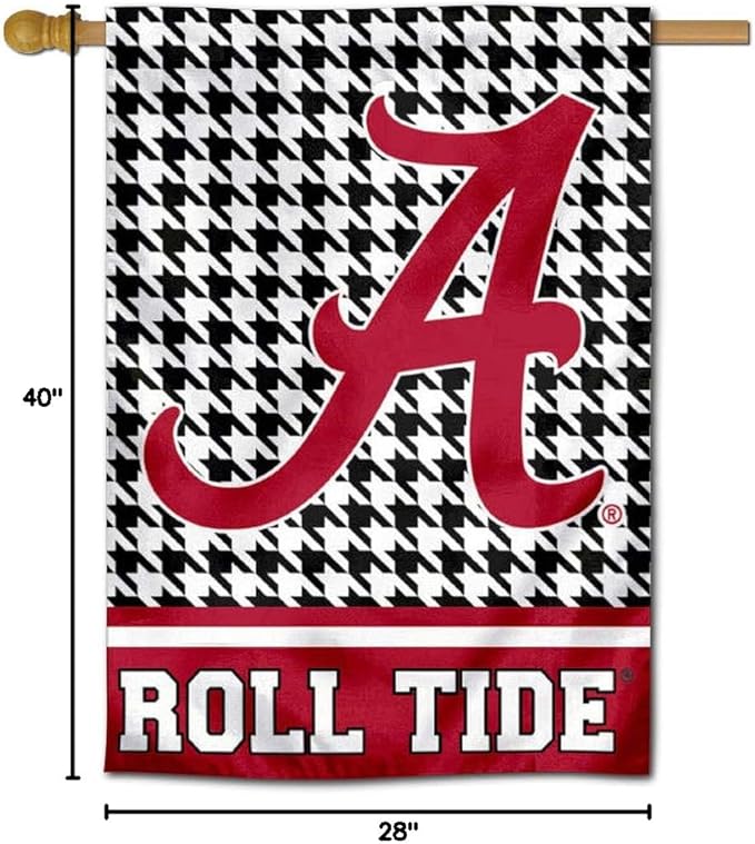 WinCraft Alabama Crimson Tide Houndstooth Pattern Double Sided House Flag-VerdiqueGarden