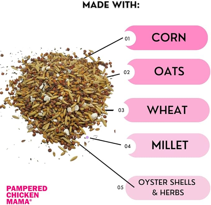 Pampered Chicken Mama Backyard Feed - Premium Scratch Treat - High Protein & Calcium All-Natural Grower Feed Supplies for Laying Chickens (2.5 Pounds)-VerdiqueGarden