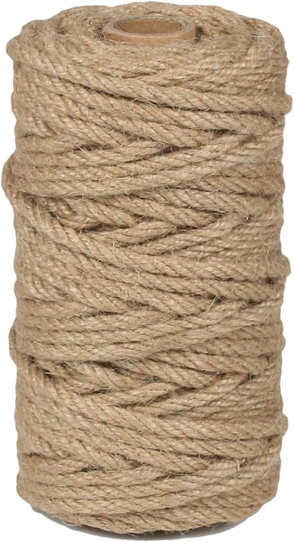 PerkHomy 4mm Jute Rope 120 Feet Twisted Heavy Duty and Thick Twine Rope for Cat Scratcher Scratching Post Tree Craft Projects Gardening Home Decoration Packing Bundling (120FT * 4mm)-VerdiqueGarden