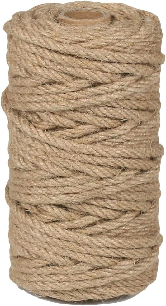 PerkHomy 4mm Jute Rope 120 Feet Twisted Heavy Duty and Thick Twine Rope for Cat Scratcher Scratching Post Tree Craft Projects Gardening Home Decoration Packing Bundling (120FT * 4mm)-VerdiqueGarden