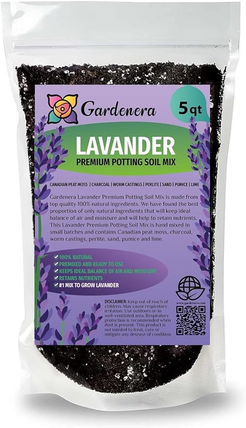 Premium Lavender Potting Soil by Gardenera - Unlock The Full Potential of Your Lavender Plants - 5 QUARTS-VerdiqueGarden