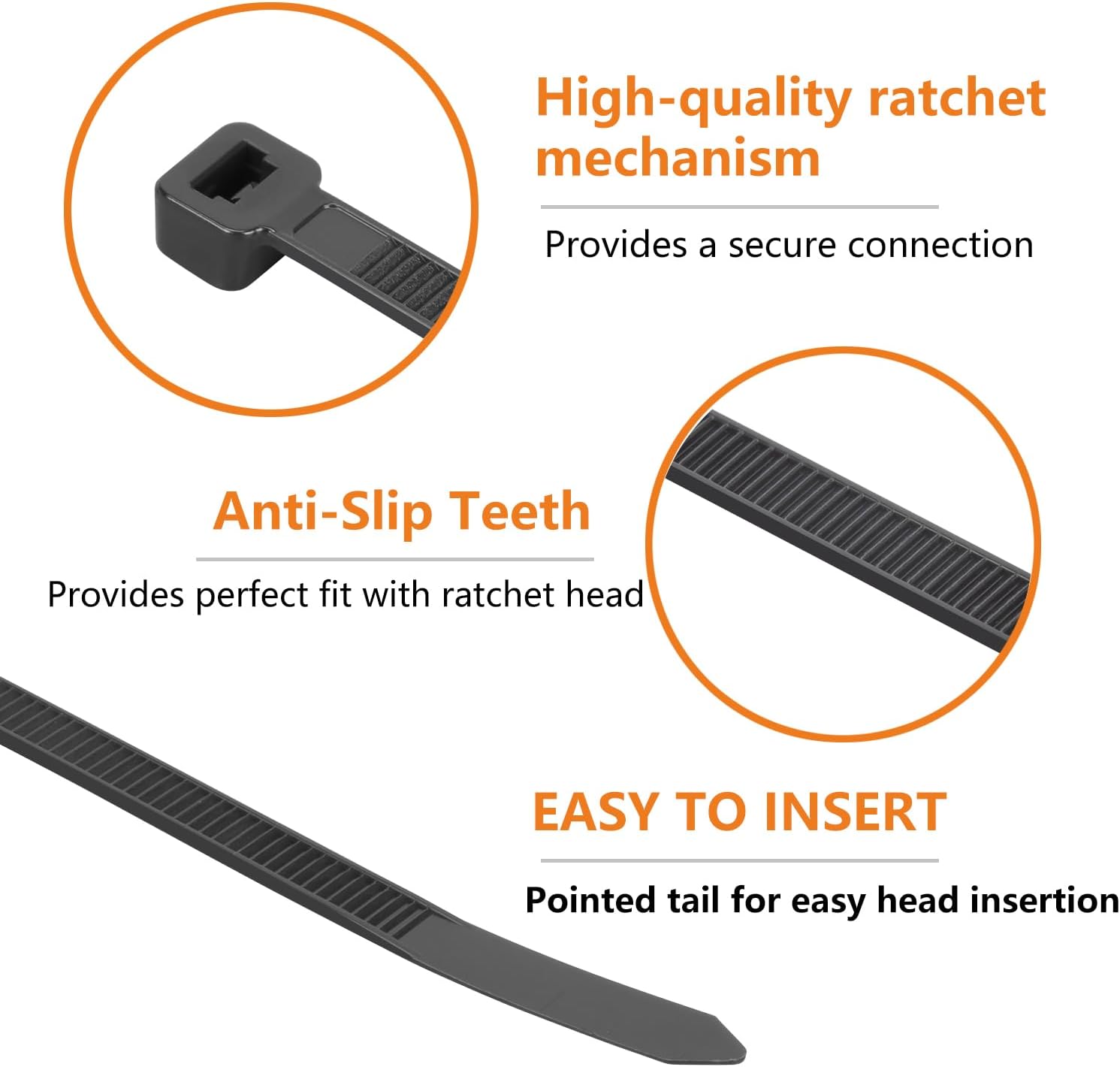 12 Inch Black Zip Ties (2000 Pack), 45 LBS Tensile Strength, Self-Locking Nylon PA66 UV Resistant Cable Ties for Indoor and Outdoor Use-VerdiqueGarden