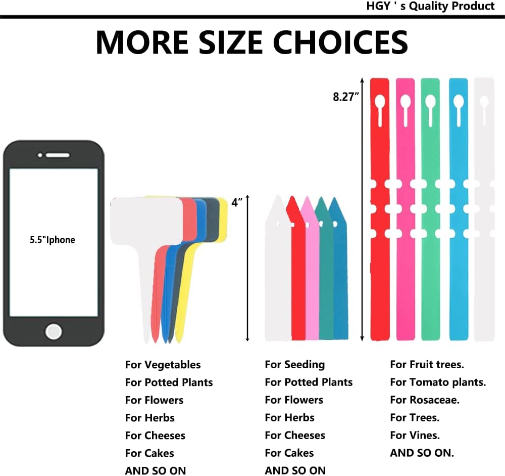 100 Pcs Waterproof Black Durable Plastic Plant Outdoor Garden Labels Nursery Markers T-Type Thick Tags Re-Usable for Vegetables Seedlings-VerdiqueGarden