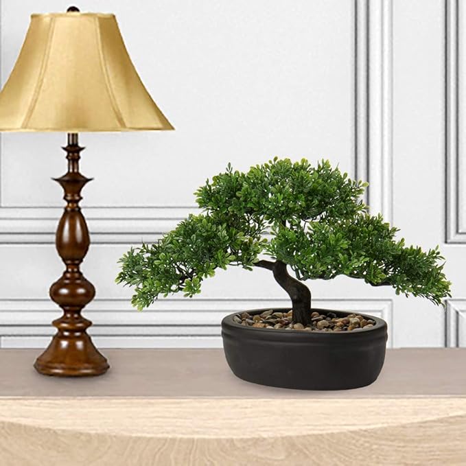 Artificial Bonsai Tree Juniper Faux Plants Indoor Small Fake Plants Decor with Ceramic Pots for Home Table Office Desk Bathroom Shelf Bedroom Living Room Farmhouse Decorations-VerdiqueGarden