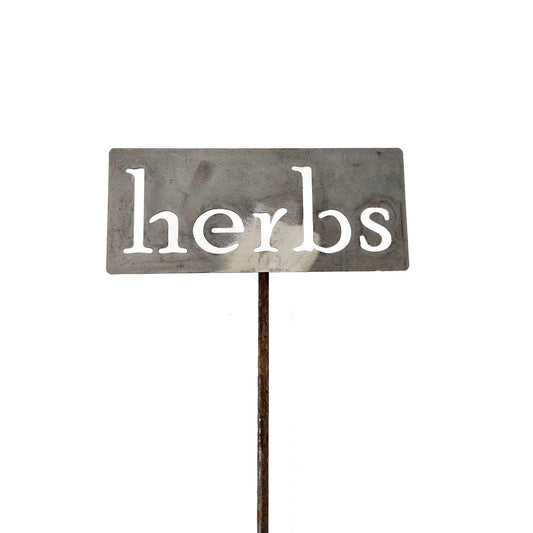 Classic Metal Garden Markers 19 Inches Tall (herbs, Raw, Unfinished Steel (will rust with time))-VerdiqueGarden