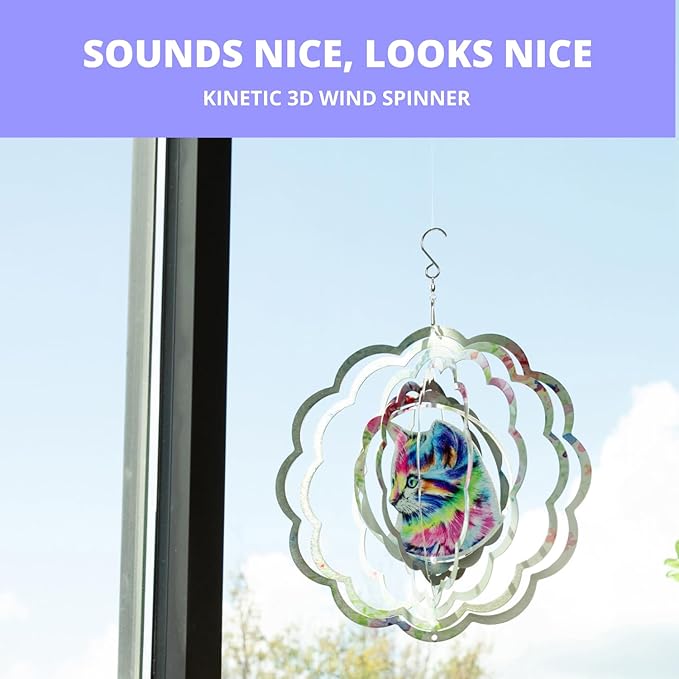 VP Home Colorful Cat Kinetic Wind Spinners for Yard and Garden Wind Spinner Outdoor Metal Large Hanging Cat Decor 3D Garden Art Wind Sculpture Spinners Cat Garden Decor Kinetic Art Garden Spinner-VerdiqueGarden
