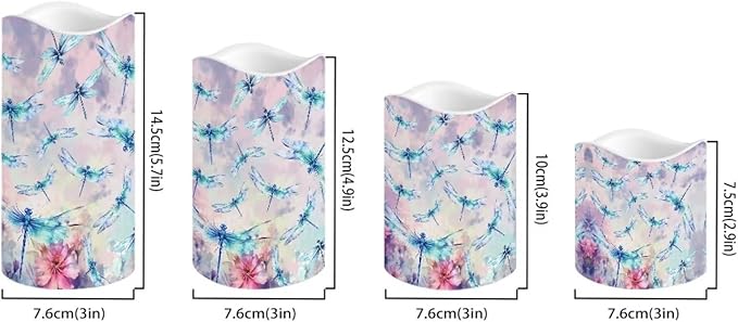 Ystardream Beautiful Dragonfly Flameless Candles Battery Operated with Timer, Remote Control, LED Flashing Candle Sets, Warm Color Flickering Candles Light for Party Room Table Decor Set of 2-VerdiqueGarden