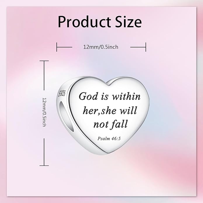 Bible Family Mom Wife Love Heart Dangle Charm 925 Sterling Silver Charms fits Bracelets and Necklace Pendant Bead Charms Jewelry Present for Women Family Friends