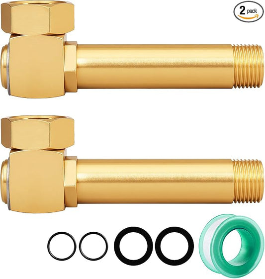 Garden Hose Reel Replacement Fitting,Brass 3/4"GHT Female to 1/2"NPT Male Swivel Elbow adapter (4.72 inches in length 2 piece)-VerdiqueGarden