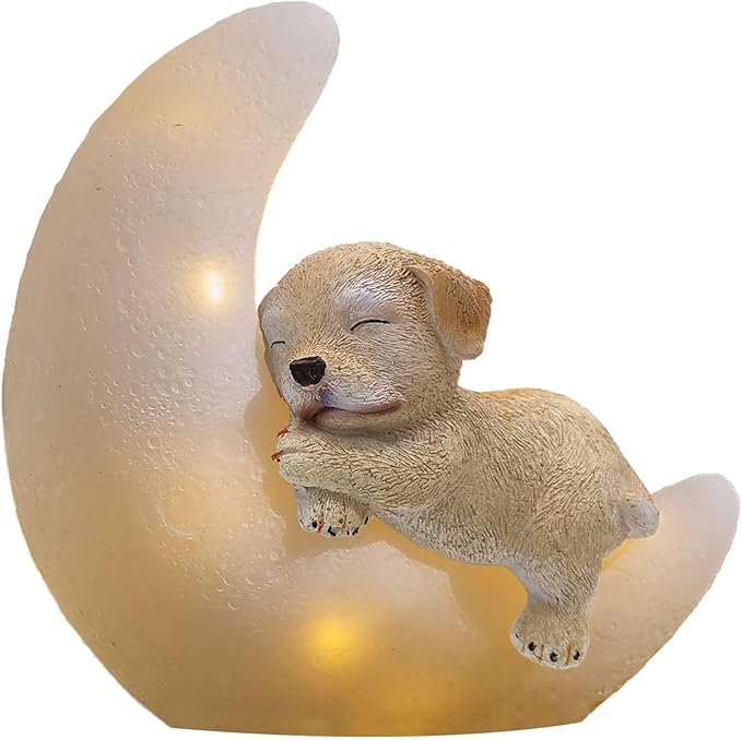 Garden Dog Statues Outdoor Decor, Solar Powered Resin Lawn Ornaments with 8 LEDs Warm White, Outdoor Decoration for Patio Yard Lawn Porch Housewarming Garden Gift-VerdiqueGarden