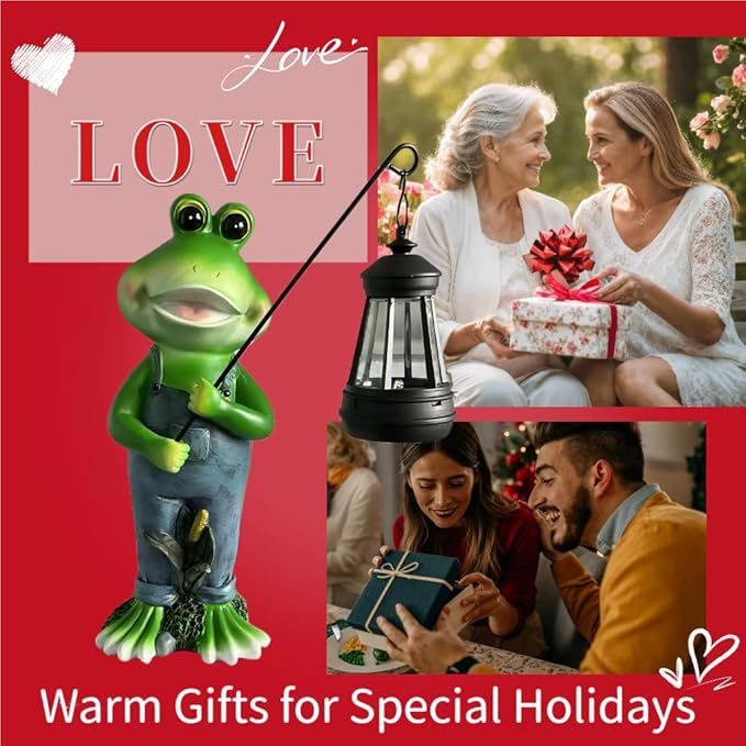 Cute Cowboy Frog Garden Statue for Mom - Unique Outdoor Decor, Waterproof Resin, Perfect for Garden, Yard, Lawn Decoration, Top-VerdiqueGarden