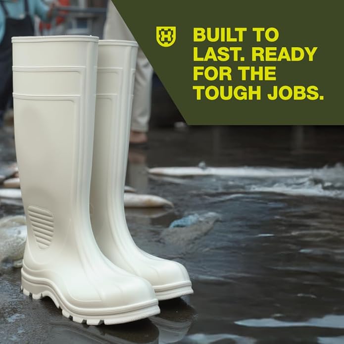 Heartland Dockside Waterproof Work Boots for Men and Women - Durable, Flexible PVC Boots for Marine Work with Easy On/Off, Slip-Resistant Outsoles-VerdiqueGarden