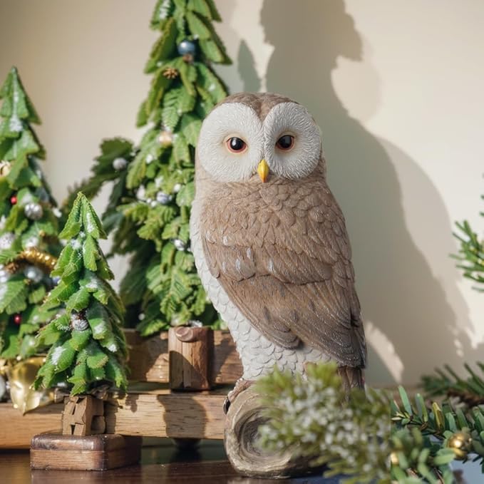Owl Outdoor Statues Garden Yard - Decoration Home Decor Indoor Desk Tabletop Collectible Figurines Ancient Retro Collection 11" x4.5" x5 Inch-VerdiqueGarden