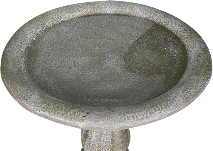 SunJet 23.8 Inch High Concrete Bird Bath with Carved Pedestal – Birdbath Sturdy & Elegant Design, Stone-Like Texture, Attracts Birds and Enhances Garden, Patio, Yard, Lawn Decor-VerdiqueGarden