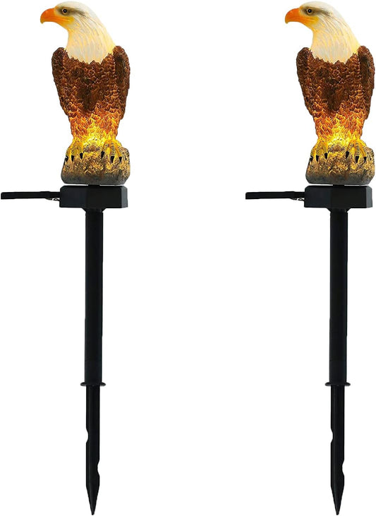 Eagle Figurine Garden Solar Stake Light Eagle Solar Lights Outdoor Decorative Bright Light Eagle Statue for Garden, Lawn, Patio, Yard Decoration（2pack）-VerdiqueGarden
