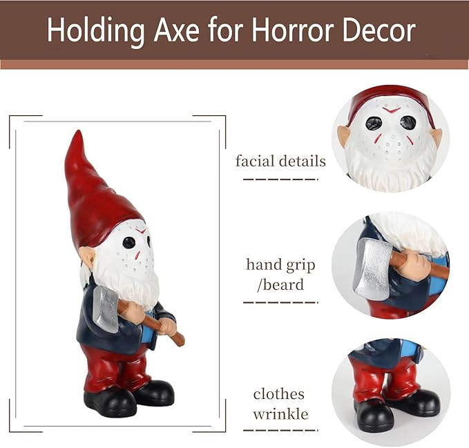 Garden Gnomes Halloween Decorations Gift Christmas Gnome Home Decor Gnome Statue Holding Axe-VerdiqueGarden