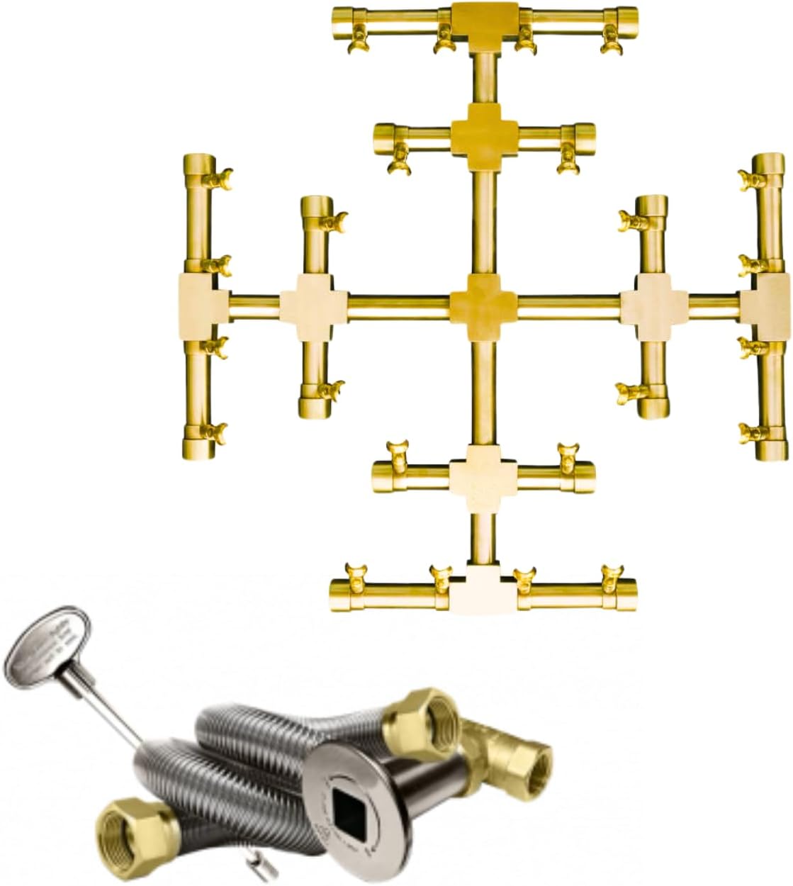 18" Inch Brass Jet Burner for Round & Square Fireplace - Premium Fire Pit Burner for Outdoor (Natural Gas or Propane)-VerdiqueGarden