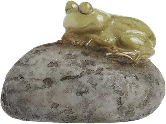 Top Collection Miniature Fairy Garden and Terrarium Statue, Sleeping Cute Frog on Stone-VerdiqueGarden