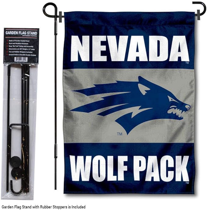 College Flags & Banners Co. Nevada Wolfpack Garden Flag with Pole Stand Holder-VerdiqueGarden