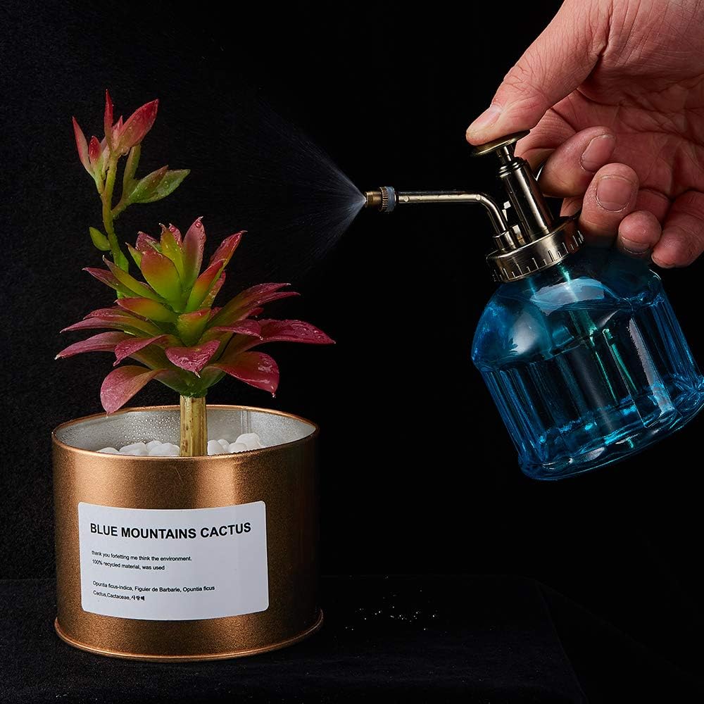 Glass Plant Mister Spray Bottle, Vintage Plant Water Spritzer Sprayer Mister, Succulent Watering Bottle with Top Pump, Small Glass Watering Can for Indoor Outdoor Houseplant - Blue-VerdiqueGarden