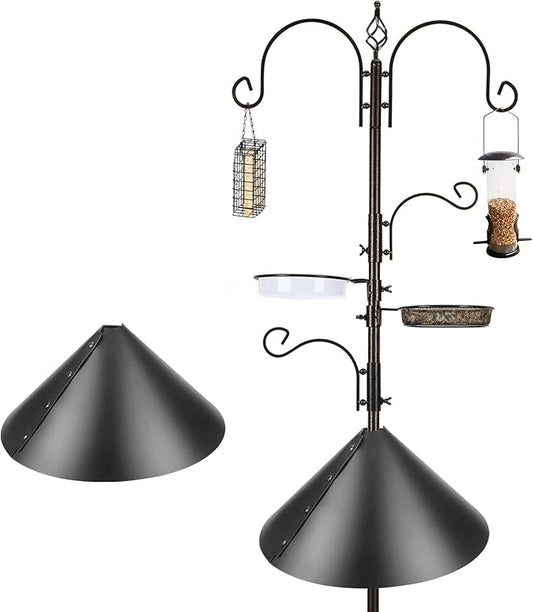 Deluxe Bird Feeding Station Kit - Wild Bird Feeder Hanging Pole With Multi Feeder, Suet Cage, Planter Hanger, and Squirrel Guard Baffle for Attracting Birds-VerdiqueGarden