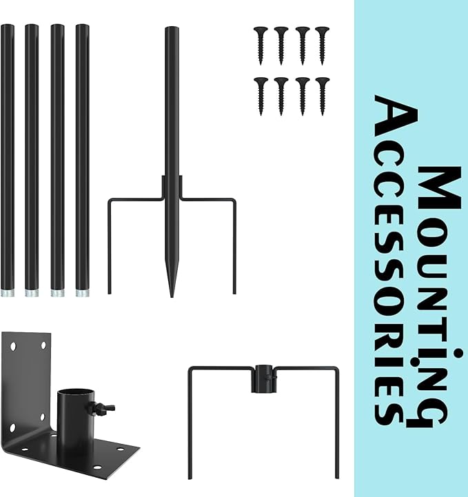 ERYTLLY Bird House Pole Mount Kit 80 Inch - Adjustable Hummingbird Bird Feeder Post Support Rod Universal Stand Set with 5 Prongs for Outdoor, Yard, Garden Decor, Black-VerdiqueGarden