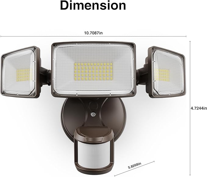 Onforu 75W LED Motion Sensor Outdoor Lights, Dusk to Dawn Flood Light Outdoor Motion Sensor, Hardwired Security Lights Floodlights Outside 7500LM 6500K Daylight IP65 Waterproof (Brown)-VerdiqueGarden